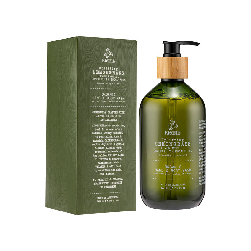 Urban Rituelle Lemongrass, Lemon Myrtle, Grapefruit & Eucalyptus Organic Hand & Body Wash 500ML