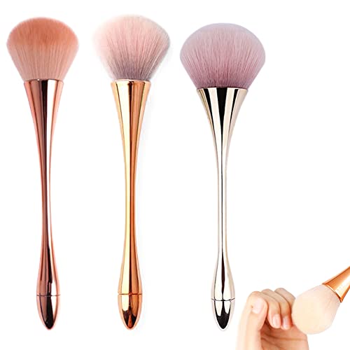3Pcs Nail Dust Brush Acrylic Brush Cleaner Nail Brushes for Cleaning Dust Dip Powder Brush Large Makeup Brush Blush Brush Nail Clean Up Brush Manicure Brush