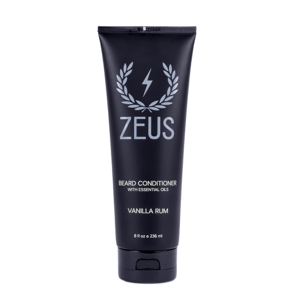 ZEUS 8oz Beard Conditioner, Sulfate-Free Beard Softener, USA MADE, Moisturizes, Softens, Tames, Aides Red & Flaky Skin (Vanilla Rum)