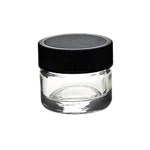 (250 Pack) 5ml Glass Concentrate Screw Top Jars | Essential Oil, Concentrate, Lip Balm or Makeup Containers | Black Lids