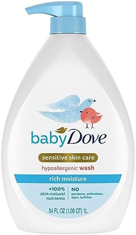 Baby Dove Sensitive Skin Care Baby Wash Rich Moisture For Baby Bath Time Tear-Free and Hypoallergenic 34 oz