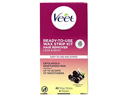 Veet Leg and Body Hair Remover Cold Wax Strips, 40 ct (Pack of 3)