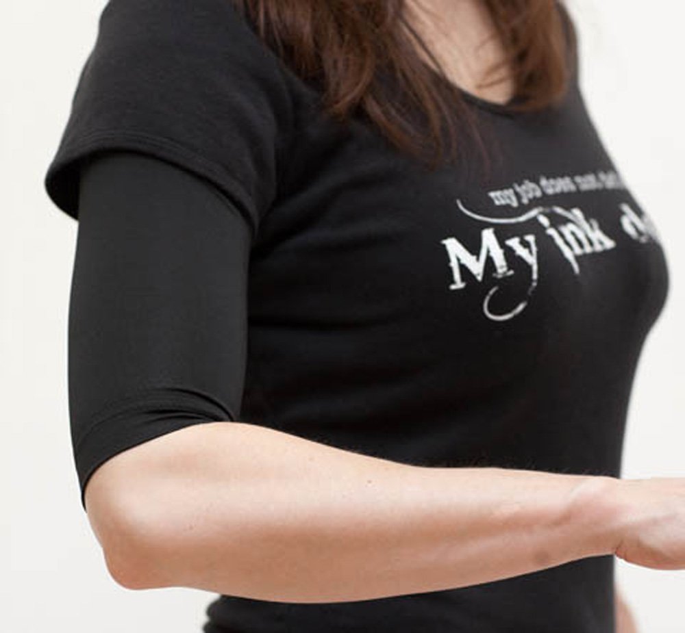 Tatjacket Tattoo Cover Up Concealer Sleeve(2-Pack), Upper Arm or Calf coverage, UPF 50 Protection, Slip Free, for Men & Women, Unisex (BLACK - MEDIUM)