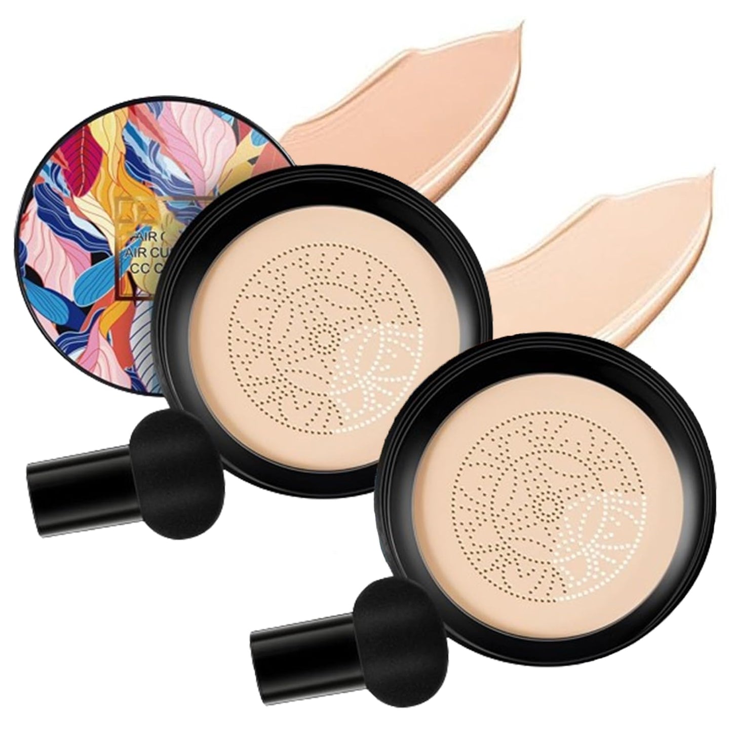 vfjiki Whalegrass Air Cushion CC Cream, Whale Grass Make Up, Whalegrass CC Cream, Mushroom Head Air Cushion CC Cream, BB Cream Foundation Makeup Moisturizing Concealer Long-Lasting (2 Colors)