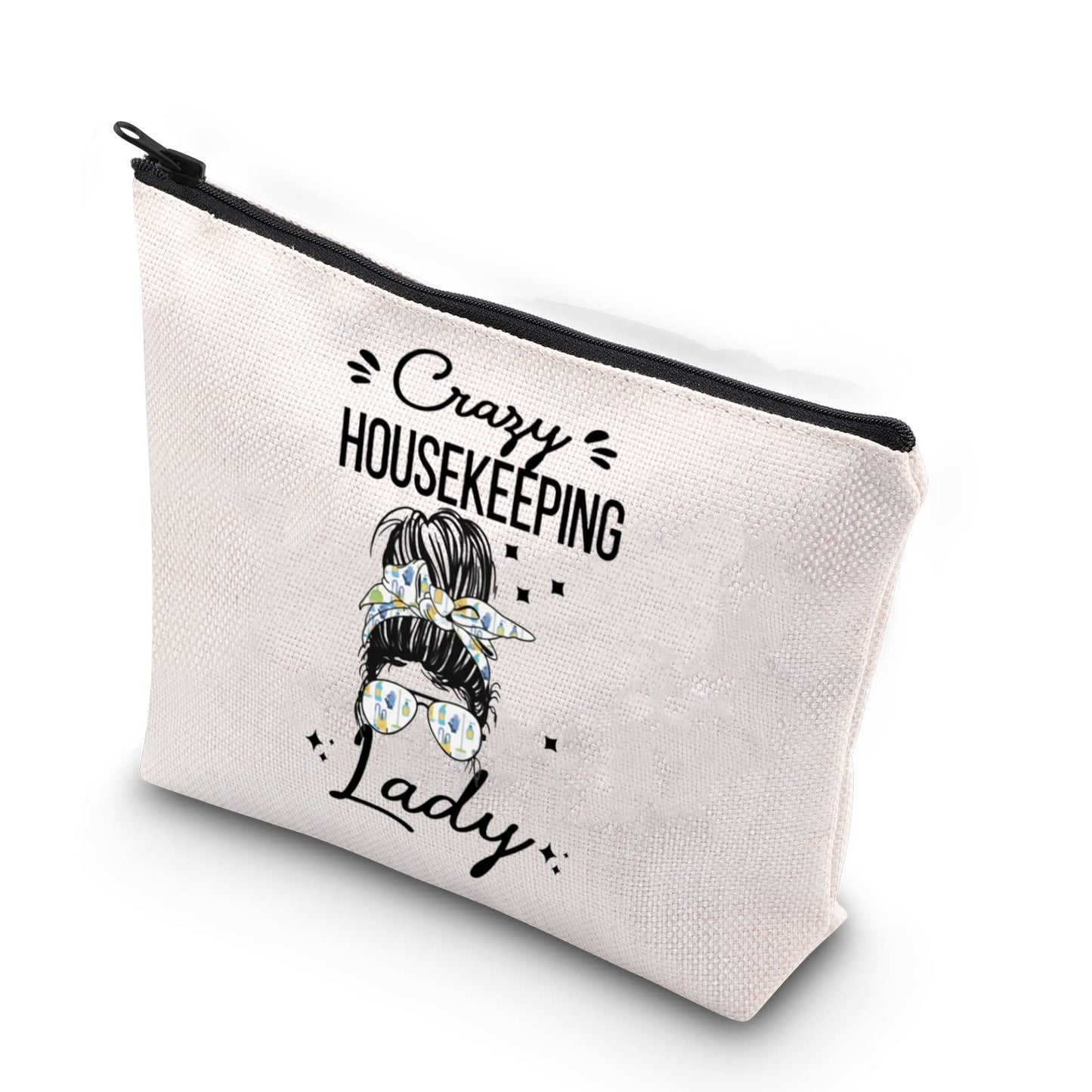 TSOTMO Housekeeper Gift Crazy Housekeeping Lady House Cleaner Gift Zipper Pouch Makeup Bag (Housekeeping Lady)