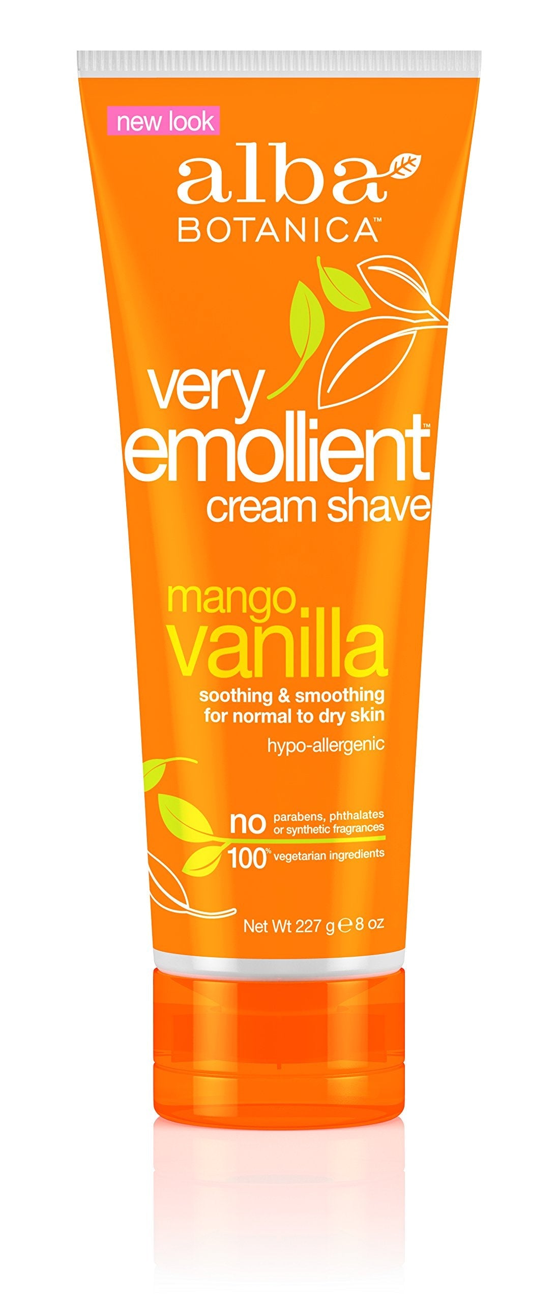 Alba Botanical Mango Vanilla Very Emollient Cream Shave, 8 Ounce Tubes (Pack of 4)