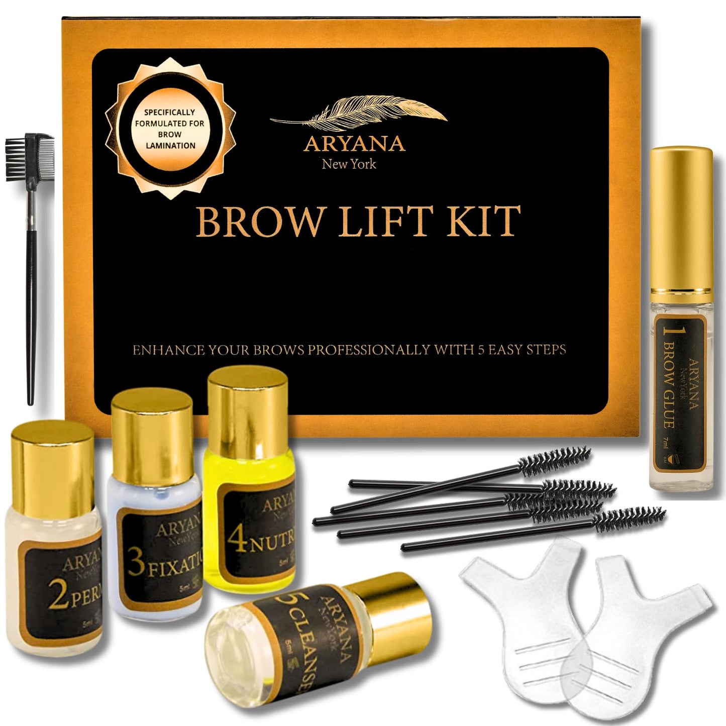 ARYANA NEW YORK Eyebrow Lamination Kit | At Home DIY Perm For Your Brows | Instant Professional Lift For Fuller Eyebrows | Brow Brush And Micro Brushes Added