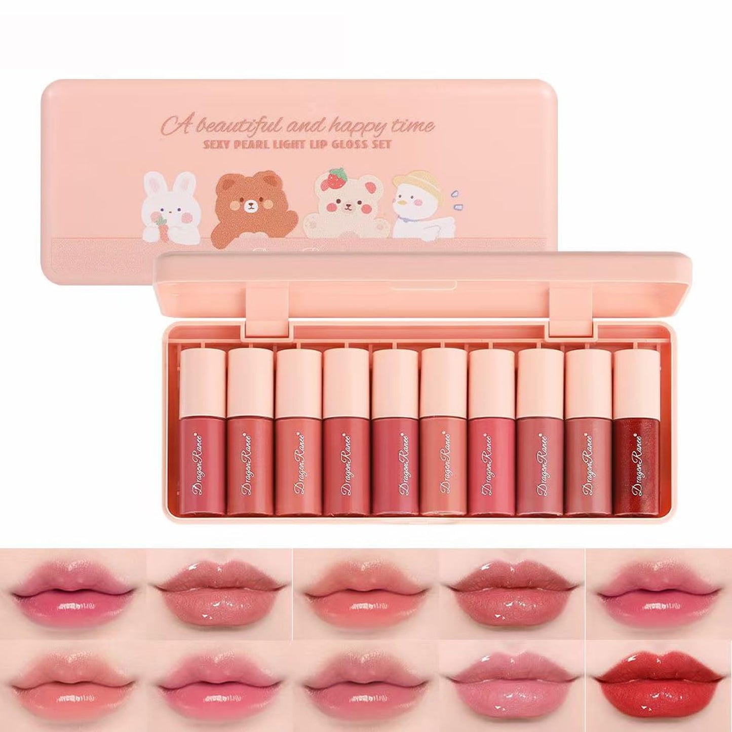 10 Colors Lip Tint Stain Set,Mini Liquid Lipstick, Korean Lip Gloss Watery Lip Stain, Multi-Use Lip and Cheek Tint,Long Lasting Non-Stick Cup Waterproof Lightweight Lip Makeup