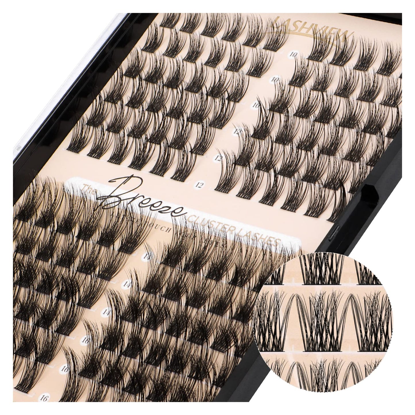 𝐋𝐀𝐒𝐇𝐕𝐈𝐄𝐖 Lash Clusters, 144 Pcs Cluster Lashes, DIY Cluster Eyelash Extensions Mega Volume Reusable Individual Lashes Cluster Volume Look Super Thin Band & Soft(Volume,C-10-16mix)