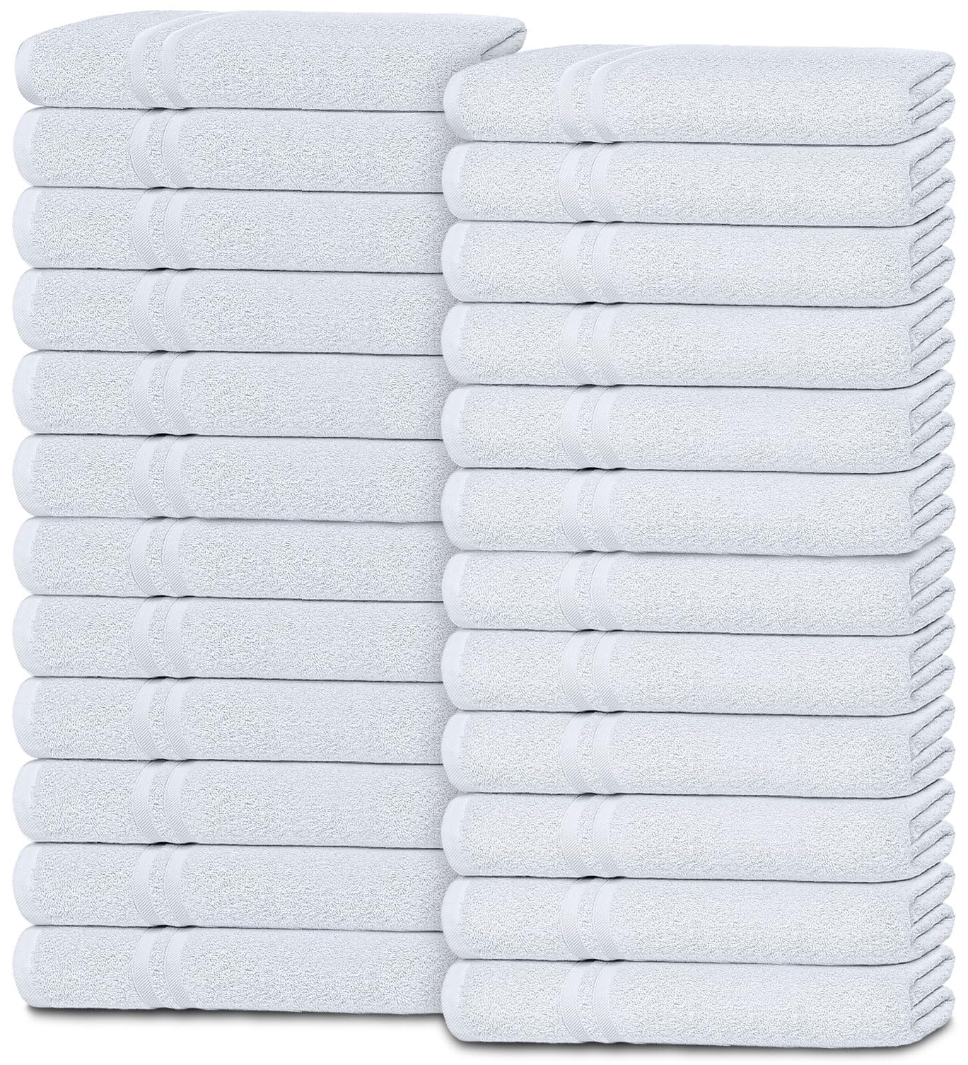 Wealuxe White Washcloths for Body and Face Towel, Cotton Wash Cloths Bulk 24 Pack, Flannel Spa Fingertip Wash Clothes 12x12 Inch, Soft Absorbent Gym Towels