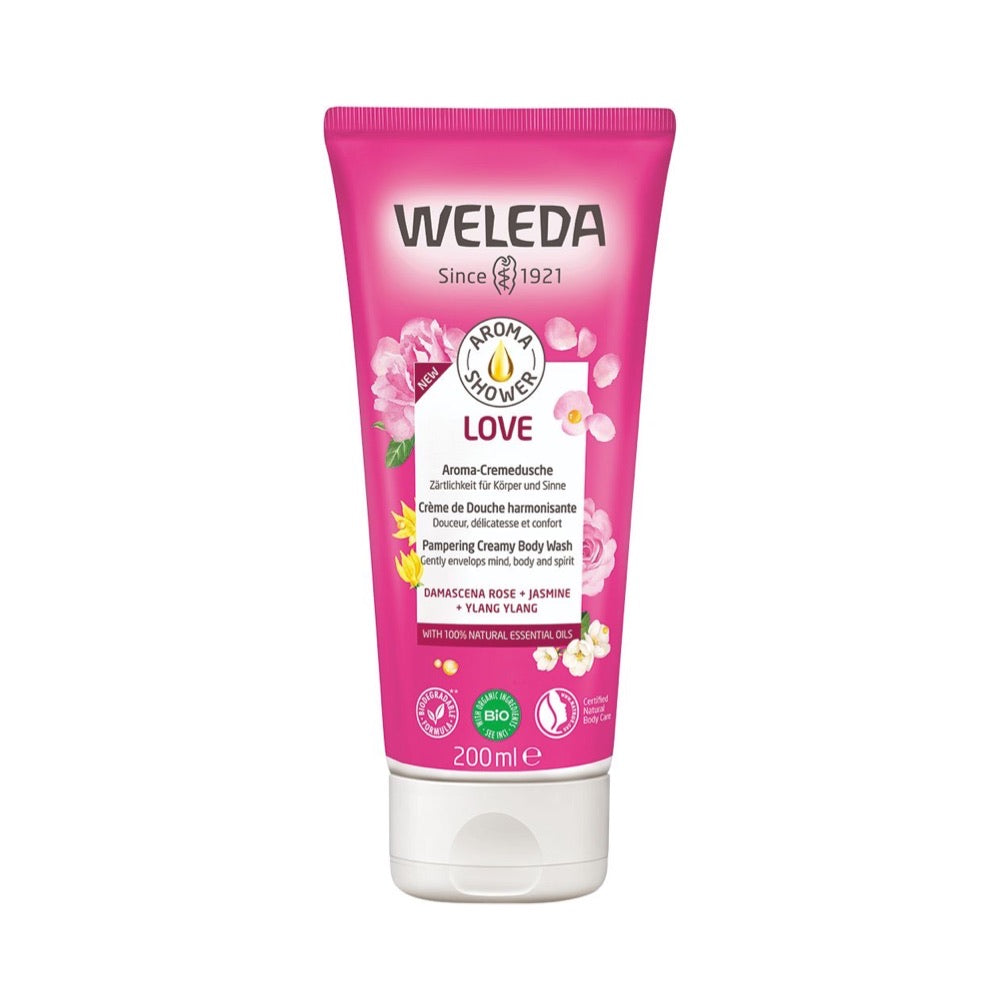 WELEDA Aroma Shower & Body Wash - Love Damascena Rose, Jasmine & Ylang Ylang - 200ml