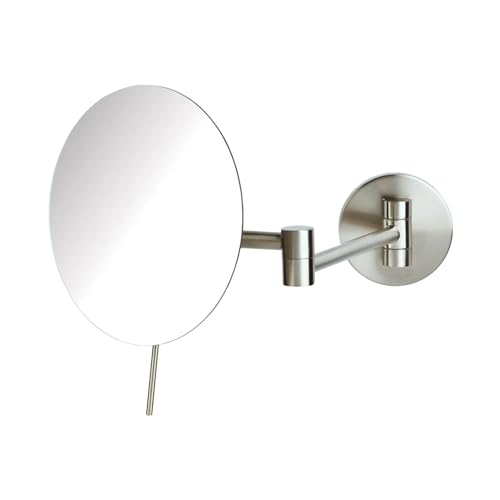 SHARPER IMAGE Jerdon 7.75-Inch Wall Mount Mirror - Makeup Mirror with 5X Magnification & 14-inch Wall Extension - Nickel Finish Round Personal Mirror - Model JRT685N