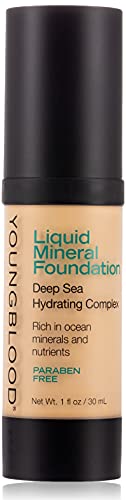 Youngblood Liquid Mineral Foundation, Shell, Dewy, Lightweight, Full Coverage, Vegan, Cruelty Free, Gluten-Free