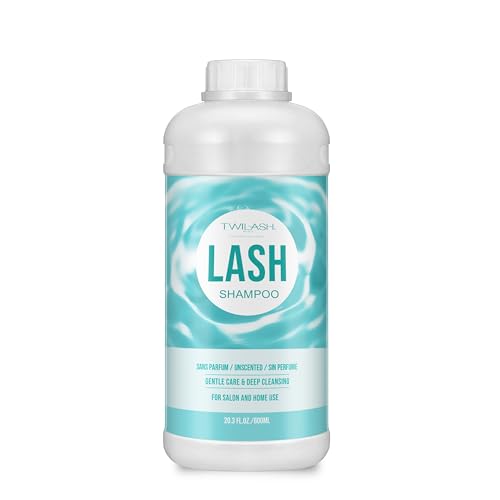 TWILASH BY DLY Lash Shampoo Bulk 600ml, Eyelash Cleanser for Extensions, Safe Makeup Remover, Non-irritating or Burning Formula Eyelid Foaming Cleanser for Professional Salon and Home Use (Unscented)