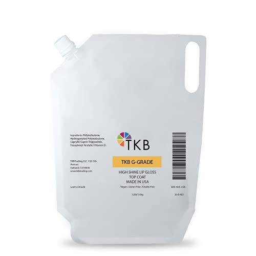 TKB High Shine Lip Gloss Top Coat (G-Grade)- High Shine, Ready To Wear Clear Lip Gloss, DIY Lip Gloss, Mineral Oil Free 3.5lb (1.6kg)