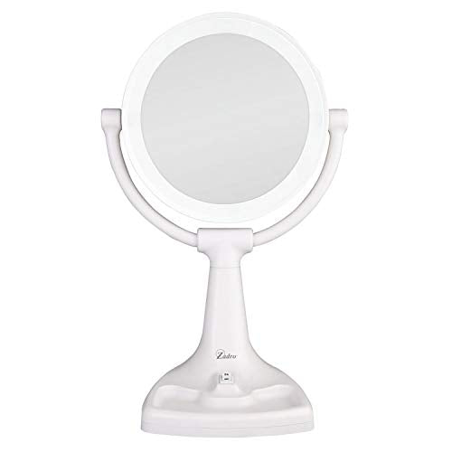 Zadro 11" Fluorescent Lighted Makeup Mirror with 10X/1X Magnification and Tray