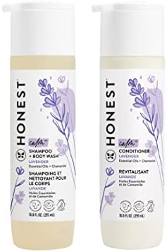 The Honest Company Silicone-Free Conditioner & 2-in-1 Cleansing Shampoo + Body Wash Duo | Gentle for Baby | Naturally Derived | Lavender Calm, 20 fl oz