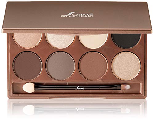 Sorme Cosmetics Accented Hues Eyeshadow Palette in Warm (0.64oz) | 8 Pans of Metallic, Shimmer, and Matte Eyeshadows | With Dual-Ended Makeup Brush Applicator | Blendable and Crease-proof Eye Makeup
