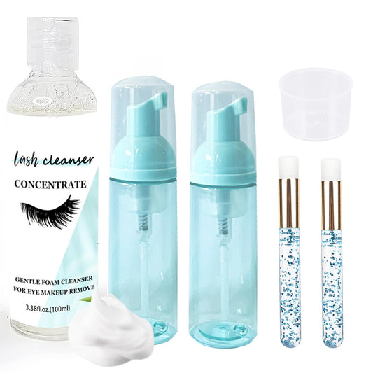 AREMOD 100ml Lash Shampoo Concentrate, Professional Eyelash Extension Bath Foam Lash Cleanser Kits Makeup Remover for Home Salon Use(blue)