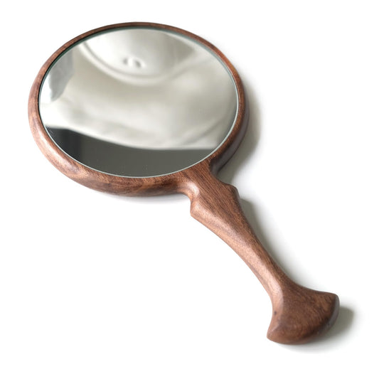 Xjwoodsmart Hand Mirrors with Handle Vintage, Hand Held Mirror for Man & Women, 11” L x 5.5 ” W, Multi-Purpose for Salon Home Travel, Walnut Wood