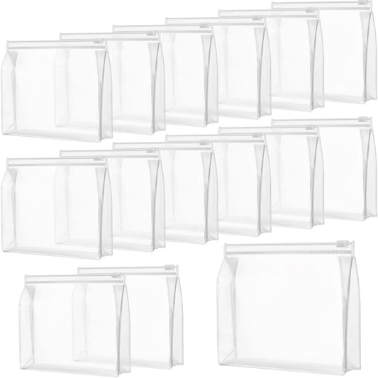 15 Pieces Clear Makeup Bag Travel Toiletry Organizer Pouches Small Zipper Pouch PVC Plastic Transparent Clear Cosmetic Bags Waterproof Mini Pouch with Zipper Closure for Bathroom Vacation Organizing