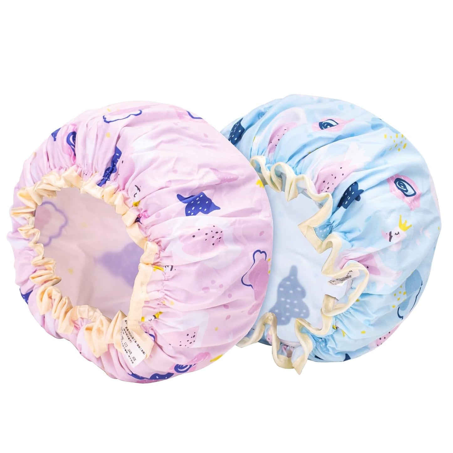 Shower Cap for Kids, 2PCS Toddler Shower Cap(2-8years), Double Layer Waterproof Shower Cap, Reusable Pink and Green Swan Showers Cap, Cute Kids Shower Caps for Girls and Boys