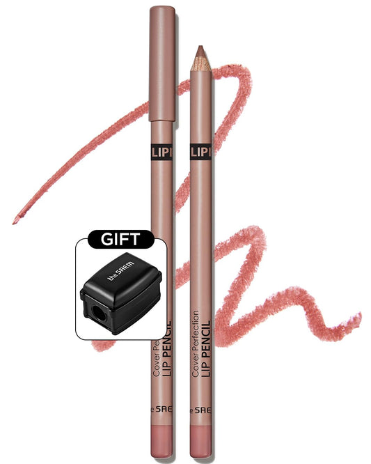 THESAEM Cover Perfection Lip Pencil - Slim, Easy-Blend & Overlip Makeup, Creamy Matte Lip Liner, Long-Lasting with Built-In Sharpener (04 Taro)