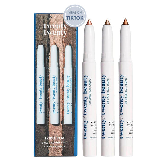 twenty/twenty beauty - Visionary Eye Shadow Trio Set, Gentle and Hydrating Shimmer Eye Shadow Makeup Kit of Love at First Sight, At a Glance and Rose Colored Glasses, Vegan and Cruelty-Free