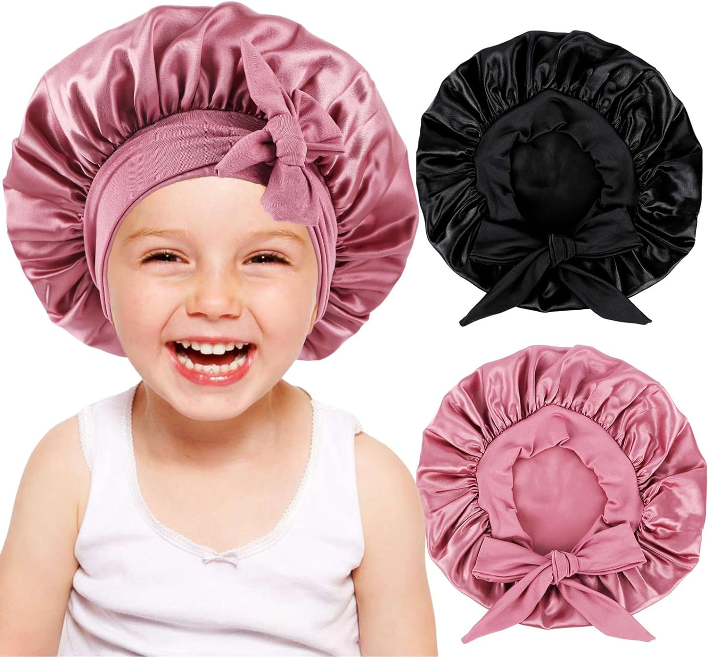 2 PCS Kids Bonnets for Girls,Silk Bonnet for Sleeping Kids,Bonnet for Kids,Toddler Bonnet