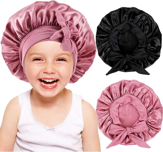 2 PCS Kids Bonnets for Girls,Silk Bonnet for Sleeping Kids,Bonnet for Kids,Toddler Bonnet