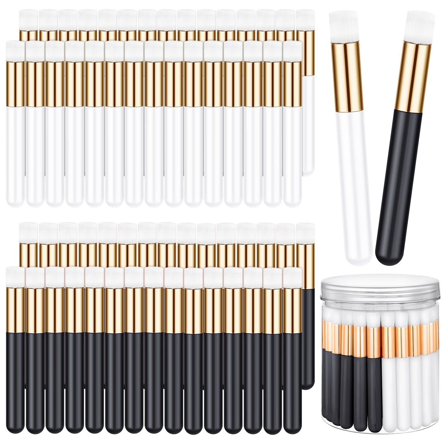 60 Pieces Lash Cleaning Brush Lash Shampoo Brushes with Container Cleansing Lash Extension Supplies Lash Cleanser for Extensions Nose Pore Cleaning Brush Peel off Blackhead (Black, White)