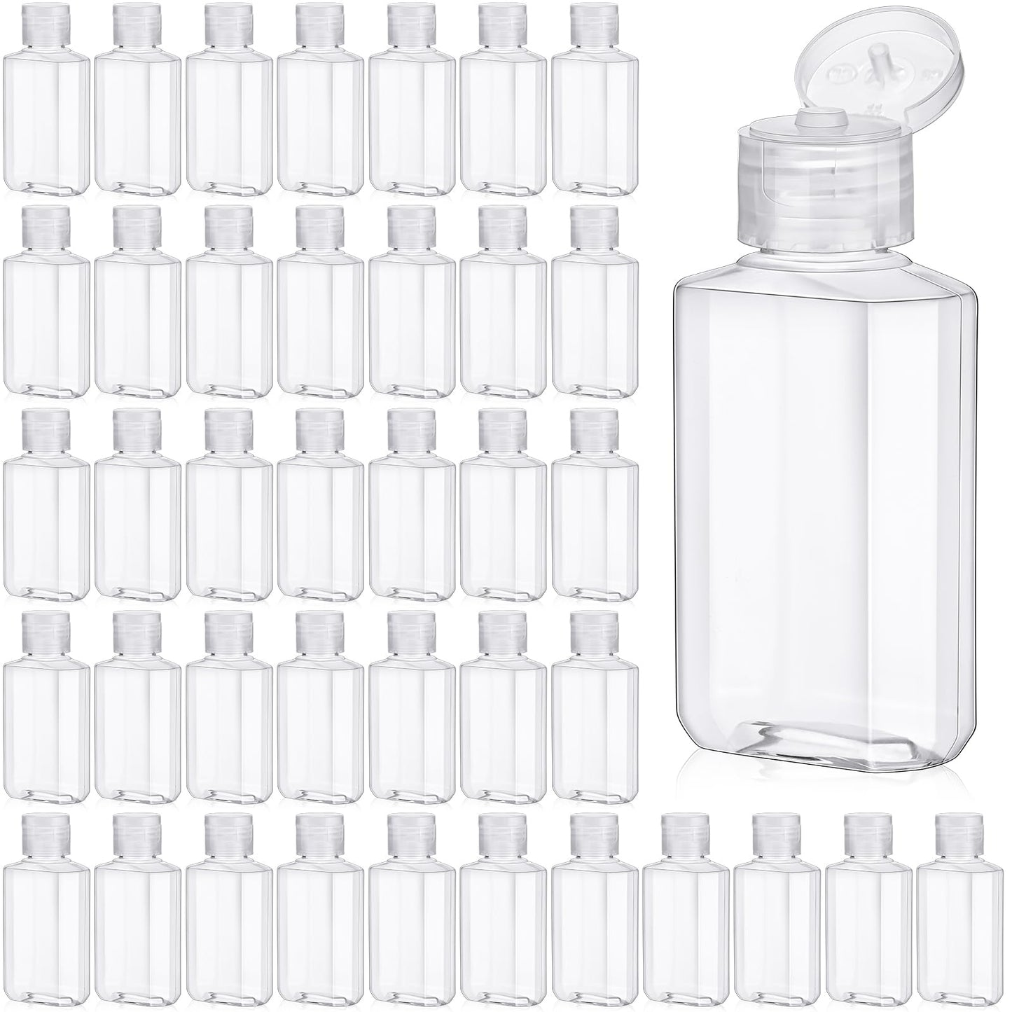 Tanlade 200 Pcs 2 oz Clear Hand Sanitizer Bottles with Flip Cap Plastic Empty Reusable Refillable Bottles Portable Travel Size Hand Sanitizer Container for Shampoo Soap Outdoor Camping (Clear)