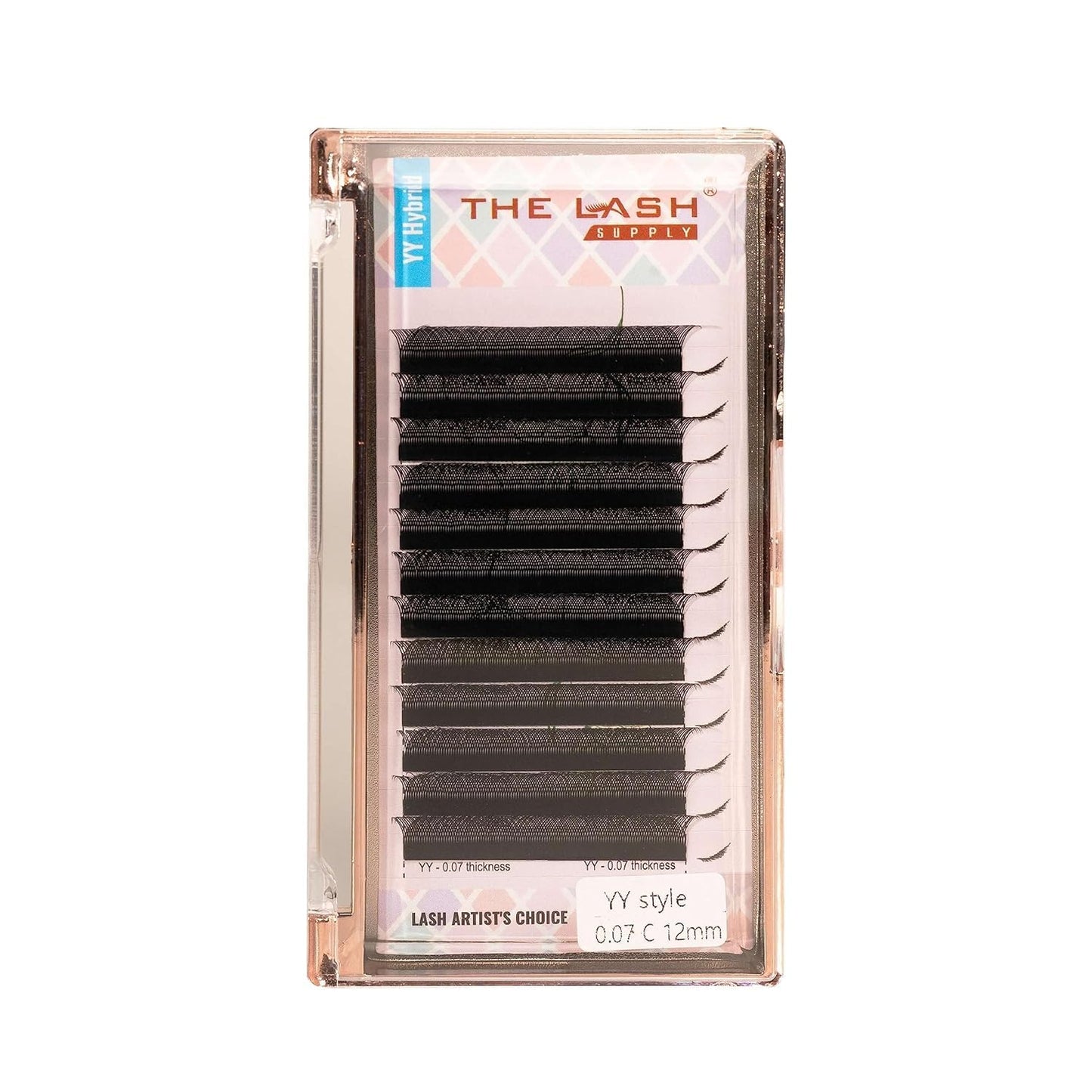 THE LASH SUPPLY YY Hybrid Eyelash Extension Professional Supplies, C/D Curl, 9-15mm Length, 0.07 Thickness, Matte Black Fake Eye Lashes, Soft and Lightweight Lashes Mixed Pack