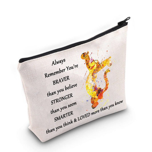 WZMPA Tiger Cosmetic Makeup Bag Tiger Fans Gift You Are Braver Stronger Smarter Than You Think Tiger Makeup Zipper Pouch Bag For Women Girls(Always Tiger)