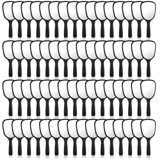 60 Pcs 7.08 x 3.14 Inch Hand Handheld Mirror with Handle Plastic Compact Travel Makeup Cosmetic Mirror Small Personal Portable Hand Held Mirror for Home Vanity Camping (Black)