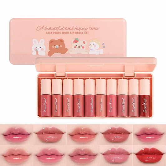 10 Colors Lip Tint Stain Set,Mini Liquid Lipstick, Korean Lip Gloss Watery Lip Stain, Multi-Use Lip and Cheek Tint,Long Lasting Non-Stick Cup Waterproof Lightweight Lip Makeup