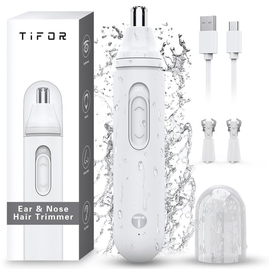 TIFOR Ear and Nose Hair Trimmer for Men - USB Electric Nose Hair Trimmer for Women - Painless Waterproof Eyebrow Facial Hair Removal Nose Clipper with 2 Extra Replaceable Dual-Edge Blades