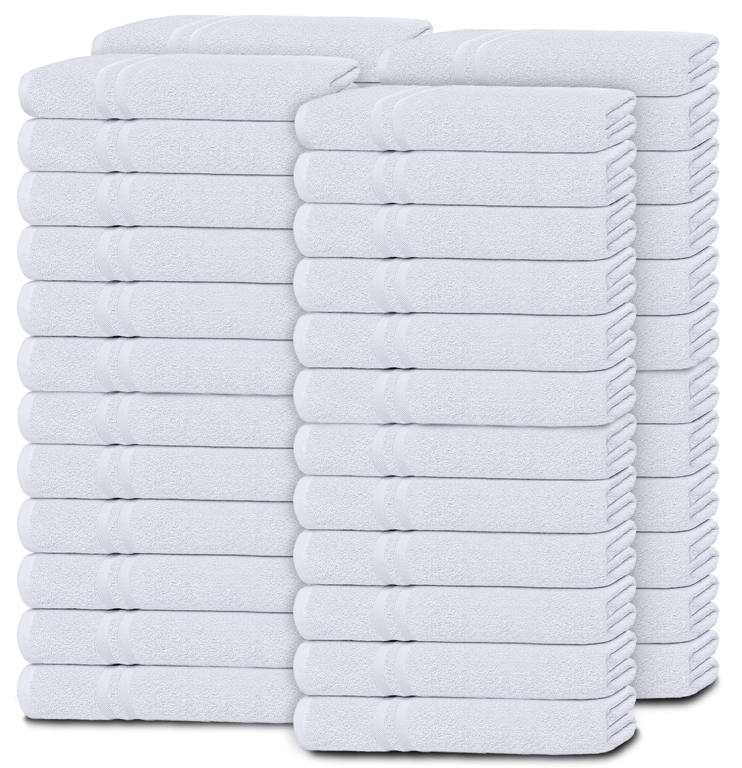 Wealuxe White Washcloths for Body and Face Towel, Cotton Wash Cloths Bulk 48 Pack, Flannel Spa Fingertip Wash Clothes 12x12 Inch, Soft Absorbent Gym Towels