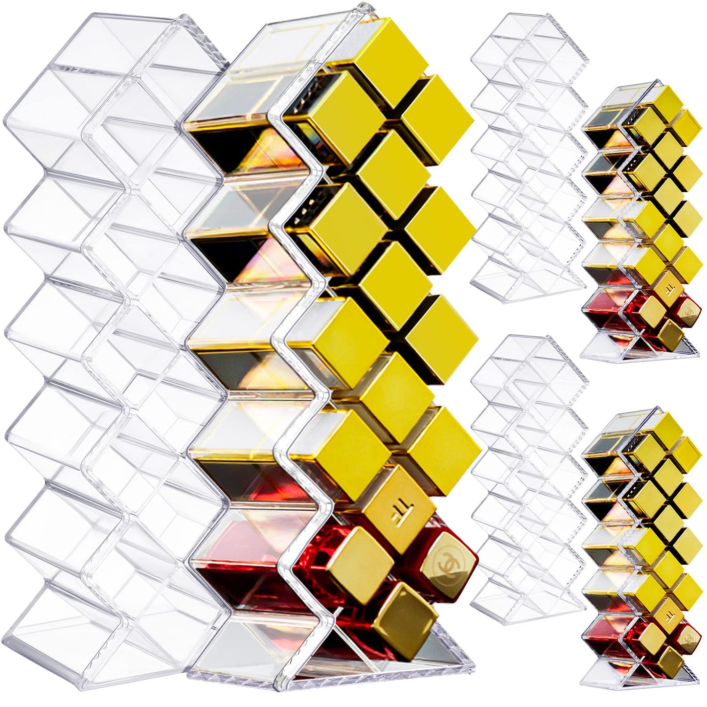 6 Pack Acrylic Lipstick Holder Organizer 96 Slots Clear Lip Gloss Holder Organizers Stackable Fish Shape Lipsticks Tower Lipstick Case Display Stand Storage Box for Makeup Cosmetic Vanity drawer