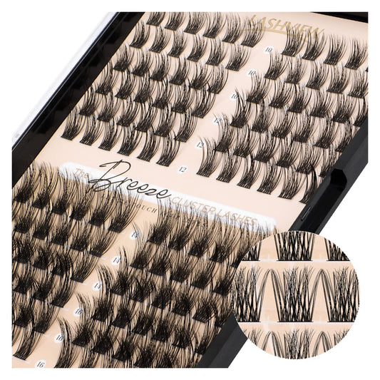𝐋𝐀𝐒𝐇𝐕𝐈𝐄𝐖 Lash Clusters, 144 Pcs Cluster Lashes, DIY Cluster Eyelash Extensions Mega Volume Reusable Individual Lashes Cluster Volume Look Super Thin Band & Soft(Volume,C-10-16mix)