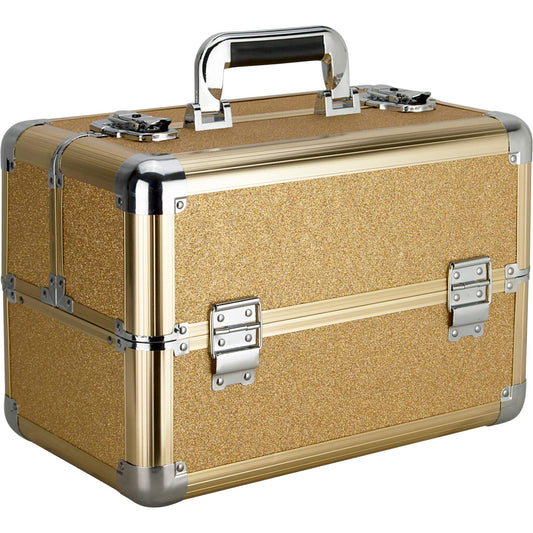 Ver Beauty 4-Tiers Extendable Trays Art Craft Supplies Storage Portable Box Tool Case Organizer Travel Dividers-VP006, Gold Glitter