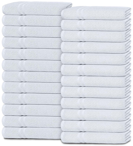 Wealuxe White Washcloths for Body and Face Towel, Cotton Wash Cloths Bulk 24 Pack, Flannel Spa Fingertip Wash Clothes 12x12 Inch, Soft Absorbent Gym Towels