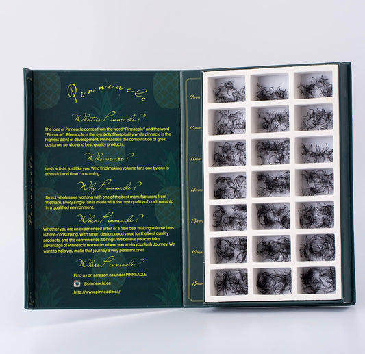 2100 Promade Volume Fans for Professional Eyelash Extensions | 21 in 1 Box | Includes C, CC & D curls in 9-10-11-12-13-14-15mm | Compact lash training kit for beginner lash artists